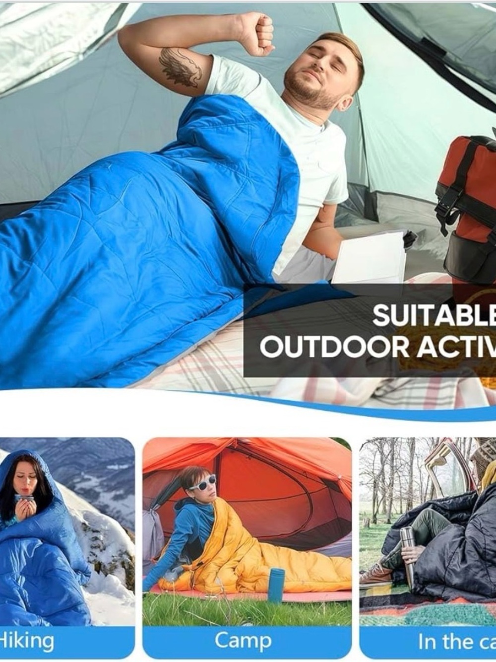 Camping sleeping bags, 3 pack - Picture 7 of 10